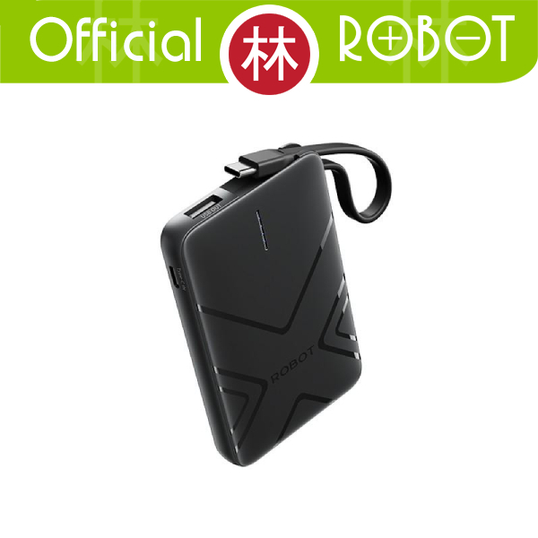 Robot RT07 (5000 mAh) / RT17 (10000 mAh) Smart Powerbank Mini with Cable USB to Type C Fast Charging