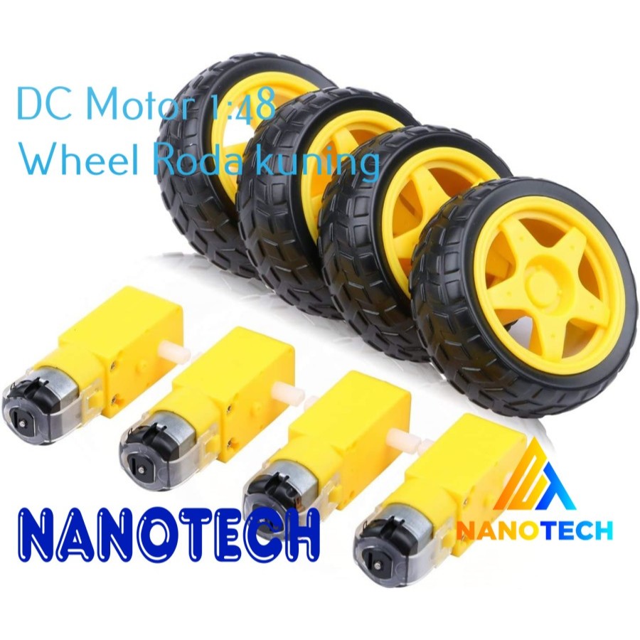 Jual DC Motor 1:48 Gear Ratio Smart Car Robot mobil Tire Wheel Roda ...