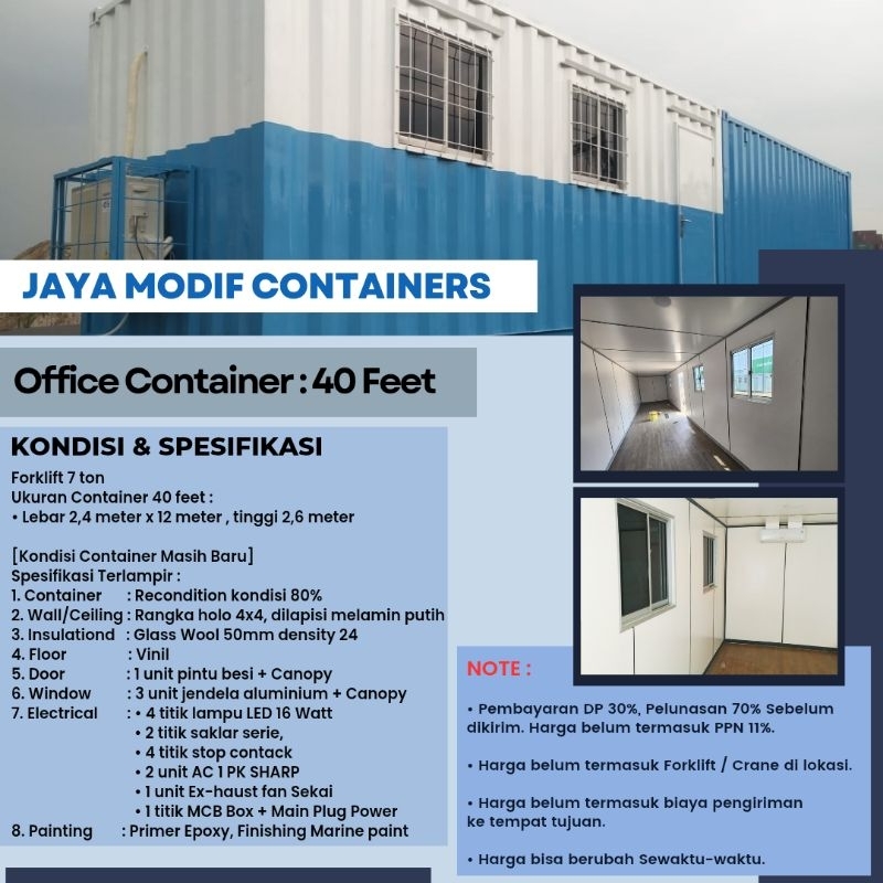 Jual Container Office 40 Feet (Jual/Sewa/Modif) - 20Feet / 40Ft Office ...