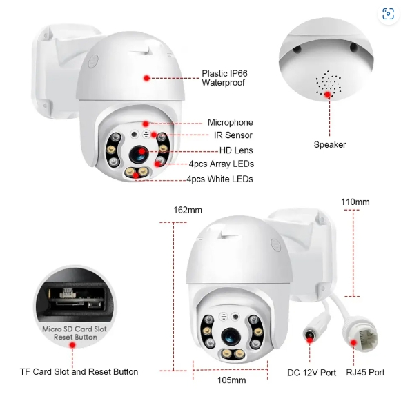 Jual CCTV Wifi Outdoor Indoor 4MP HD PTZ Smart Home IP Camera Security ...