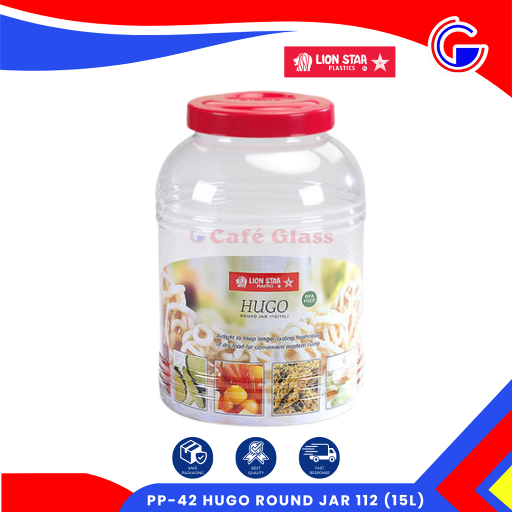 Toples Rambak Jumbo - Toples Lebaran Bahan Plastik - Toples Kerupuk Hugo 15 Liter Round Lion Star Pp-42
