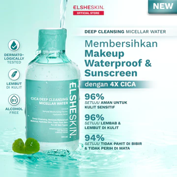 Elsheskin Cica Deep Cleansing Micellar Water 300ml Pembersih Wajah Makeup Remover Membersihkan