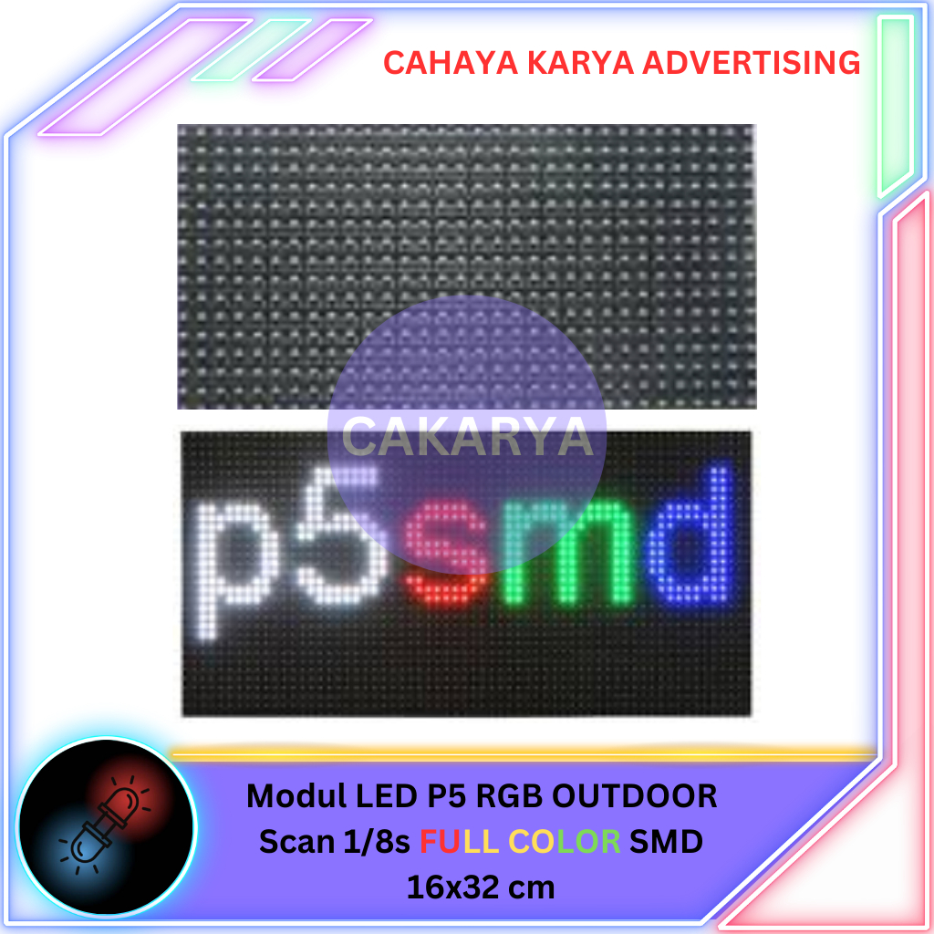 Jual Modul LED P5 RGB outdoor HUB75 scan 1/8s FULL COLOR SMD Running ...