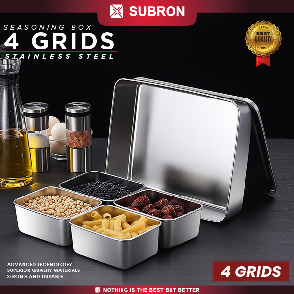 Jual SUBRON Seasoning Box 4 Grids Kotak Stainless Multifungsi Wadah ...