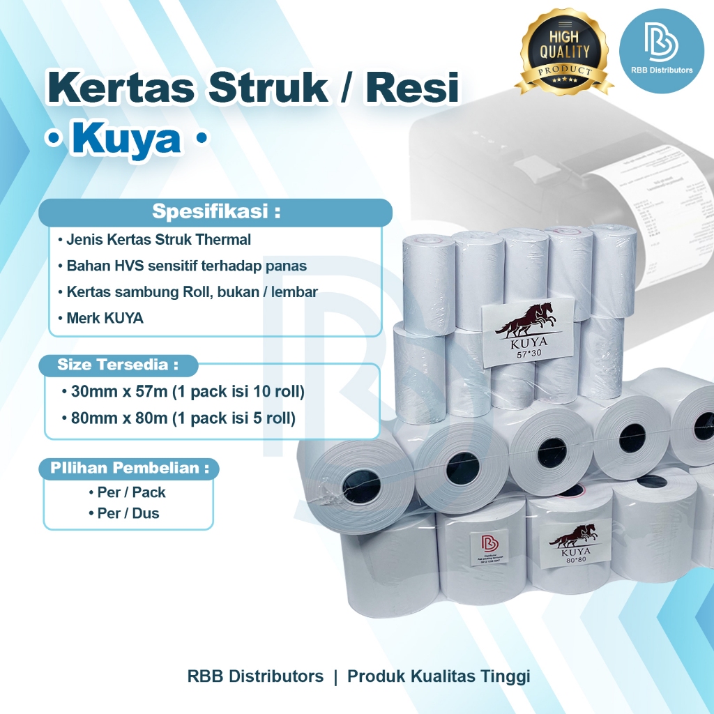Jual Kertas Struk / Kertas Resi / Paper Roll Ukuran 80mm x 80 Meter ...