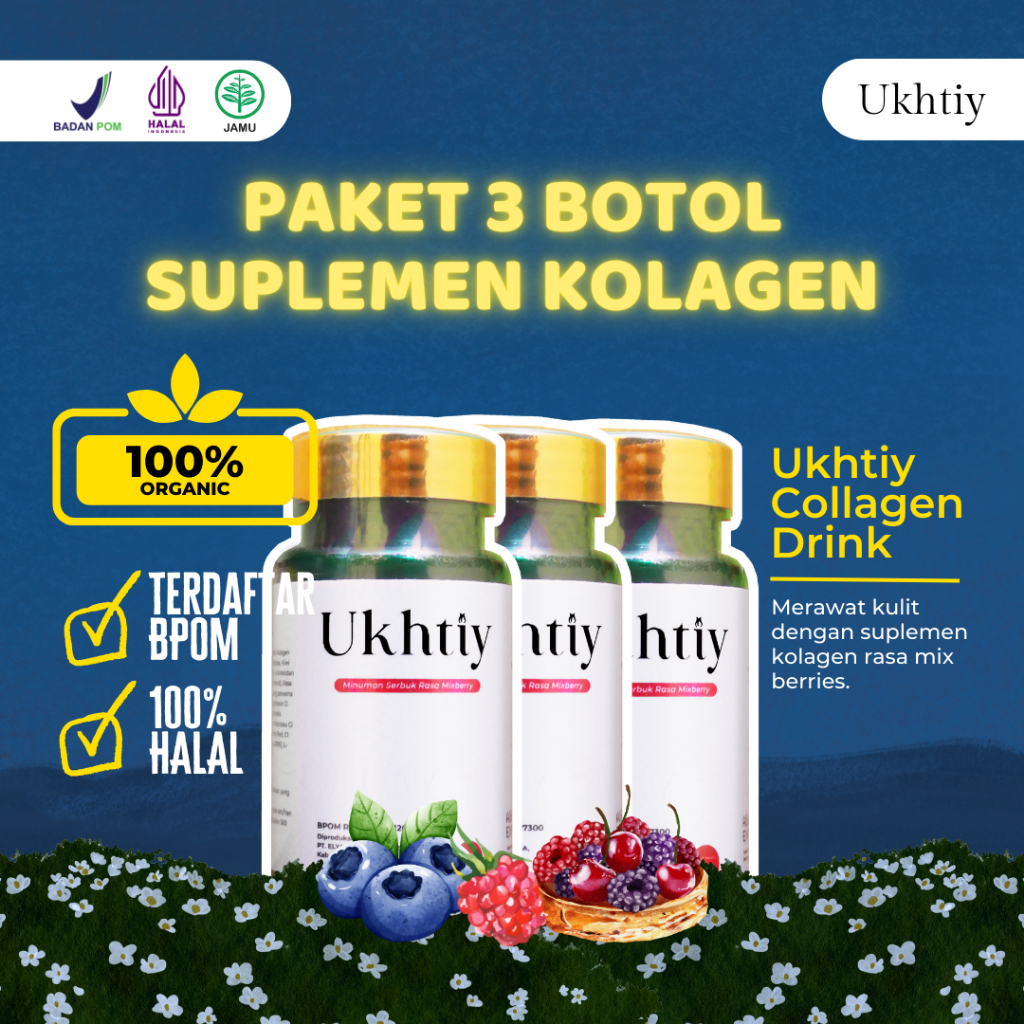 Jual PAKET 3 BOTOL UKHTIY Premium| Collagen Beauty Drink | Minuman ...