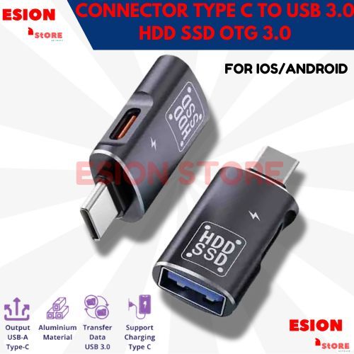 Jual Connector Type C to USB 3.0 HDD SSD OTG 3.0 Box Type C OTG Adapter ...