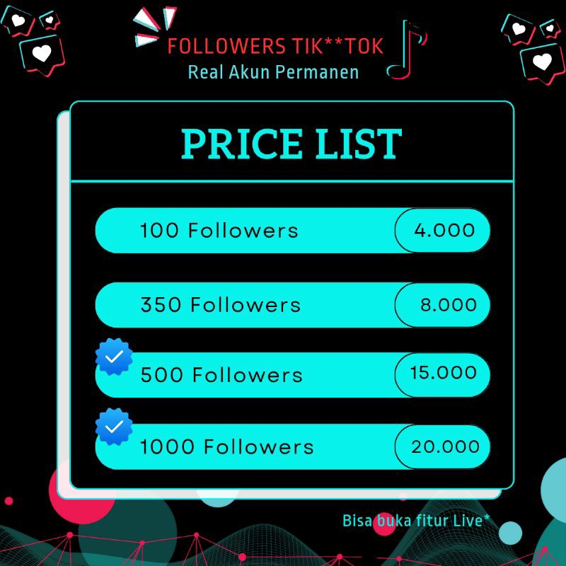 Jual TIKTOK FOLLOWERS MURAH, PERMANEN, DAN BERGARANSI SELAMANYA