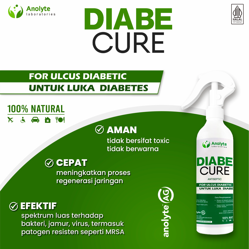 DiabeCure 250ml Obat Luka Diabetes Ampuh & Aman | Ulkus Diabetikum, Luka Borok, Luka Bernanah