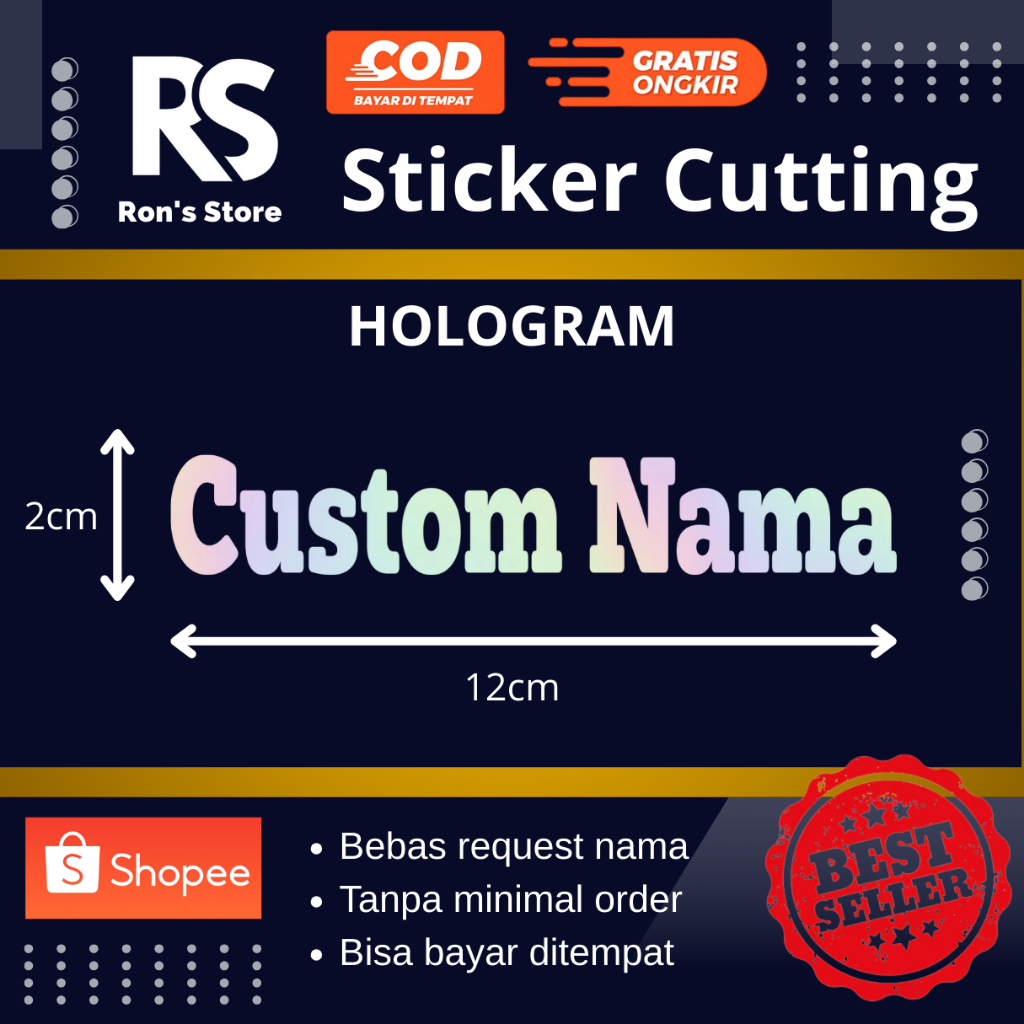 Jual BEBAS REQUEST STICKER NAMA HOLOGRAM CUTTING CUSTOM STICKER HARTA ...