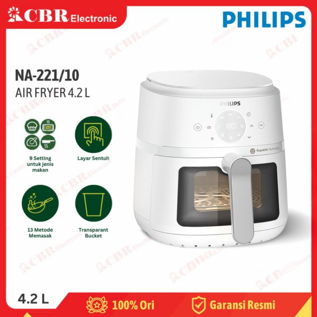 Jual AIR FRYER PHILIPS DIGITAL NA-221/10 - 4.2L Low Watt - NA221 White ...
