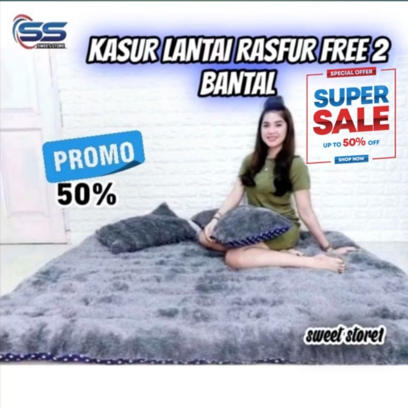 Jual Kasur Lantai Bulu Rasfur/Kasur Lantai free 2 Bantal | Shopee Indonesia