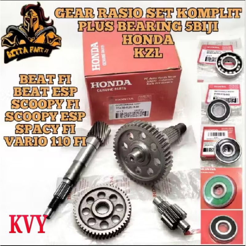Jual KVY ORIGINAL GIGI RASIO KOMPLIT HONDA BEAT F1, BEAT ESP, SCOOPY F1 ...