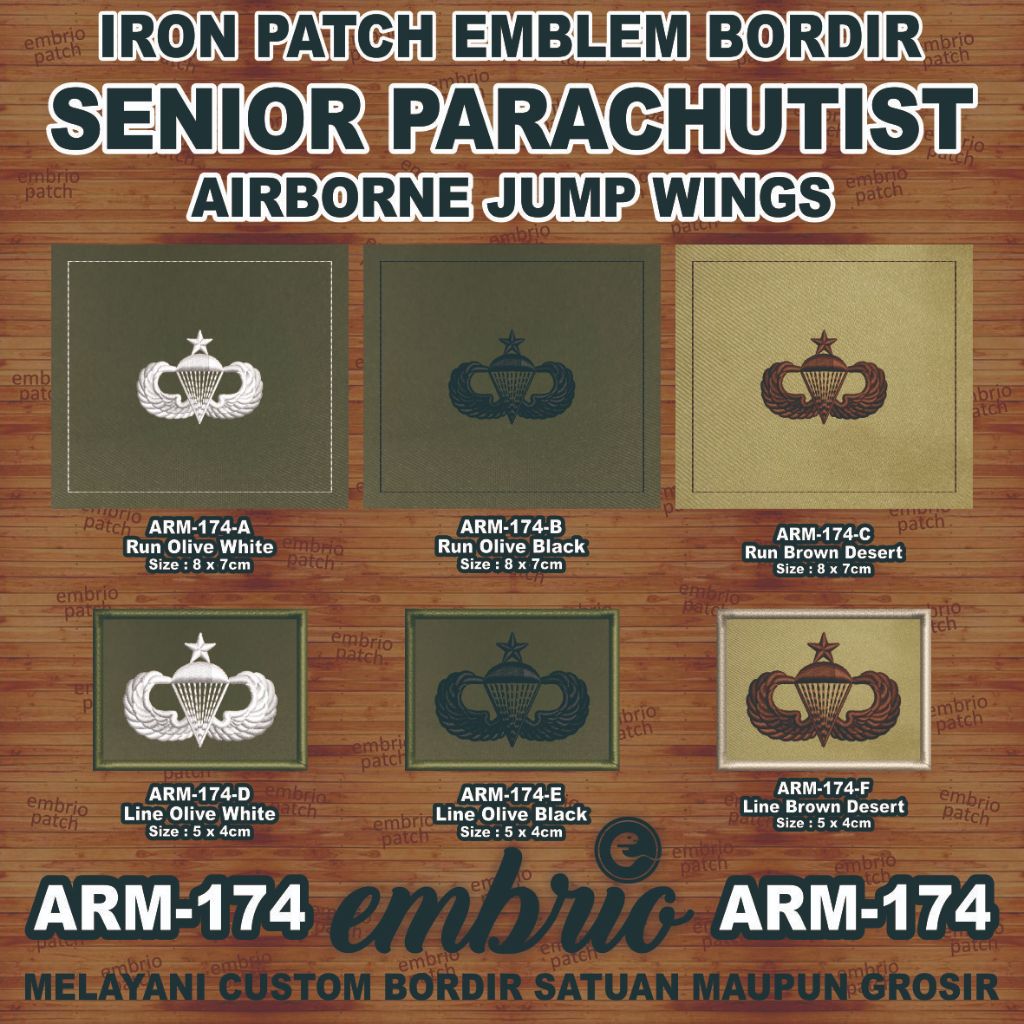 Jual ARM-174 Patch SENIOR Parachutist Airborne Jump Wings Vietnam War ...