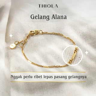 THIQLA - Gelang Tangan Wanita ALANA - Gelang Kecil Tipis Mirip Gelang Emas Asli - Gelang Cewek Estetik Anti Karat