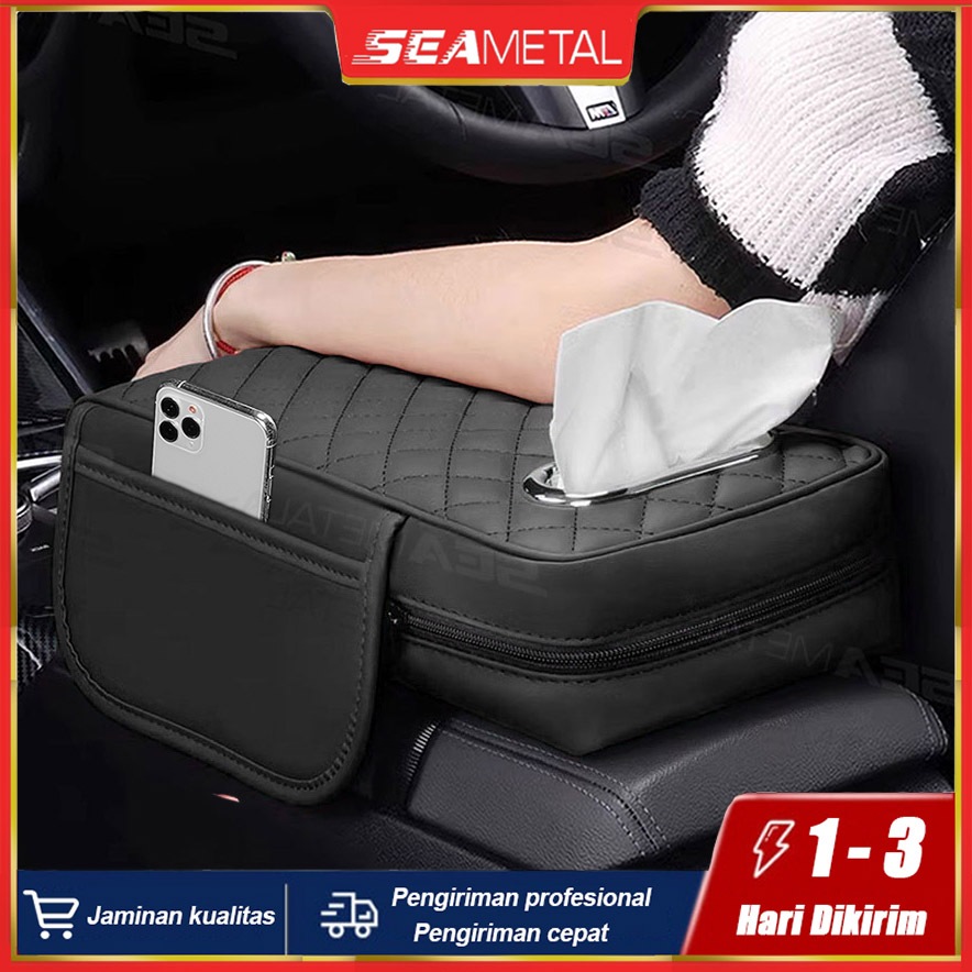 Jual SEAMETAL Kotak Tisu Mobil Tempat Tissue Mobil Armrest Box Mobil ...