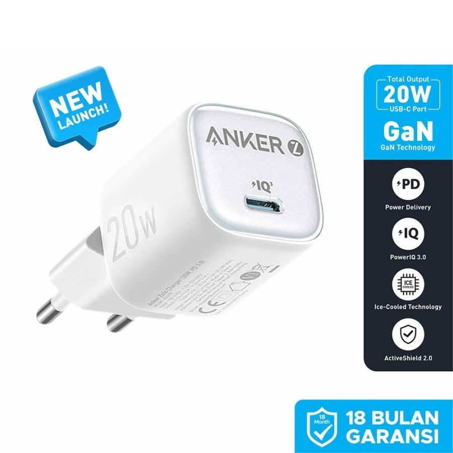 Jual ANKER ZOLO Mini Wall Charger Adapter 20W GAN USB-C Port