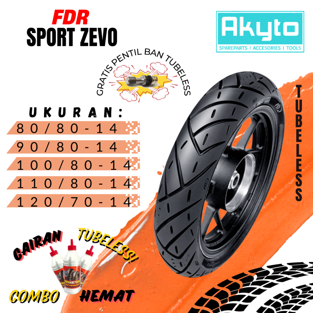 Jual BAN FDR SPORT ZEVO RING 14 / BAN TUBELESS / BAN MOTOR R14 / BAN ...