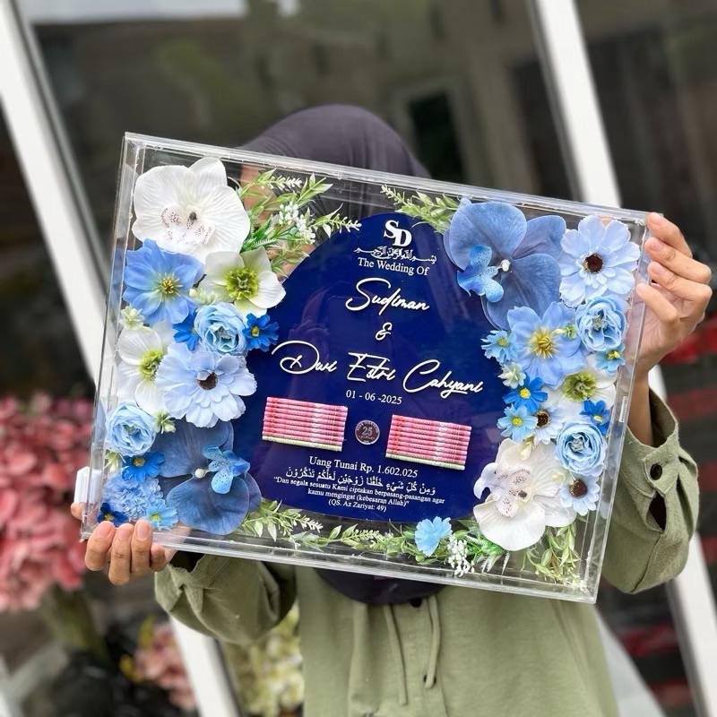 Jual Mahar Kotak Frame Akrilik Pernikahan Acrylic Bingkai Bunga ...