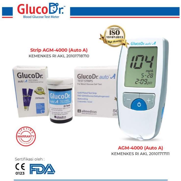 Jual GLUCODr AGM4000 Auto A Blood Glucose Meter - Autopack | Alat Cek ...
