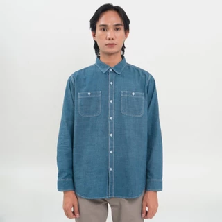 M231 Kemeja Pria Denim Panjang Dark Blue 0684A