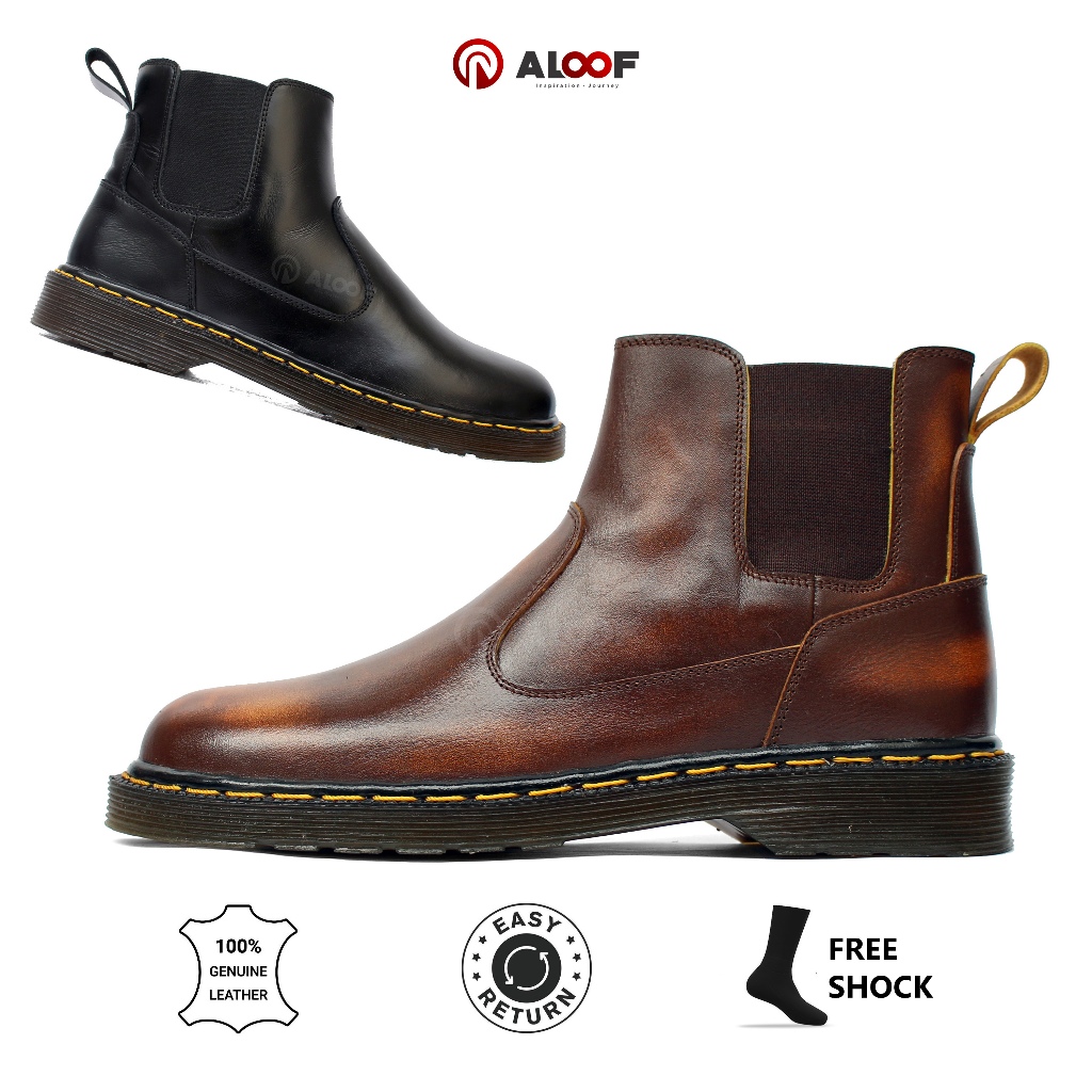 Jual 38-45 Aloof ADIAN - Sepatu Chelsea Boots Pria Kulit Asli Warna ...