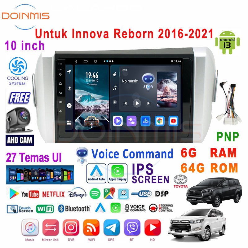 Jual Untuk Innova Reborn 2016-2021| 6G+64G Android 13 Head Unit 10