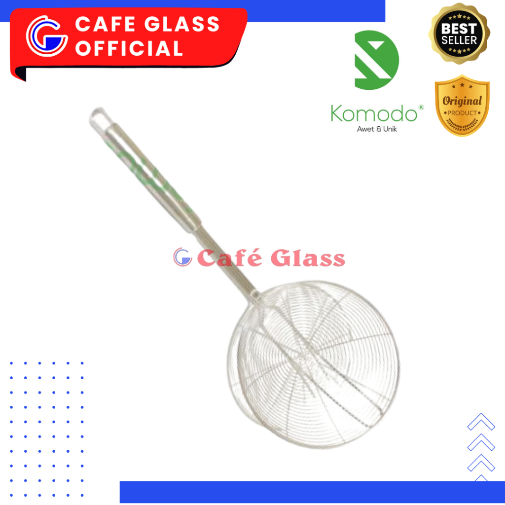 Serok Minyak Stainless Komodo - Serok Gorengan Parabola Gagang Panjang 16Cm, 18Cm / Quatro