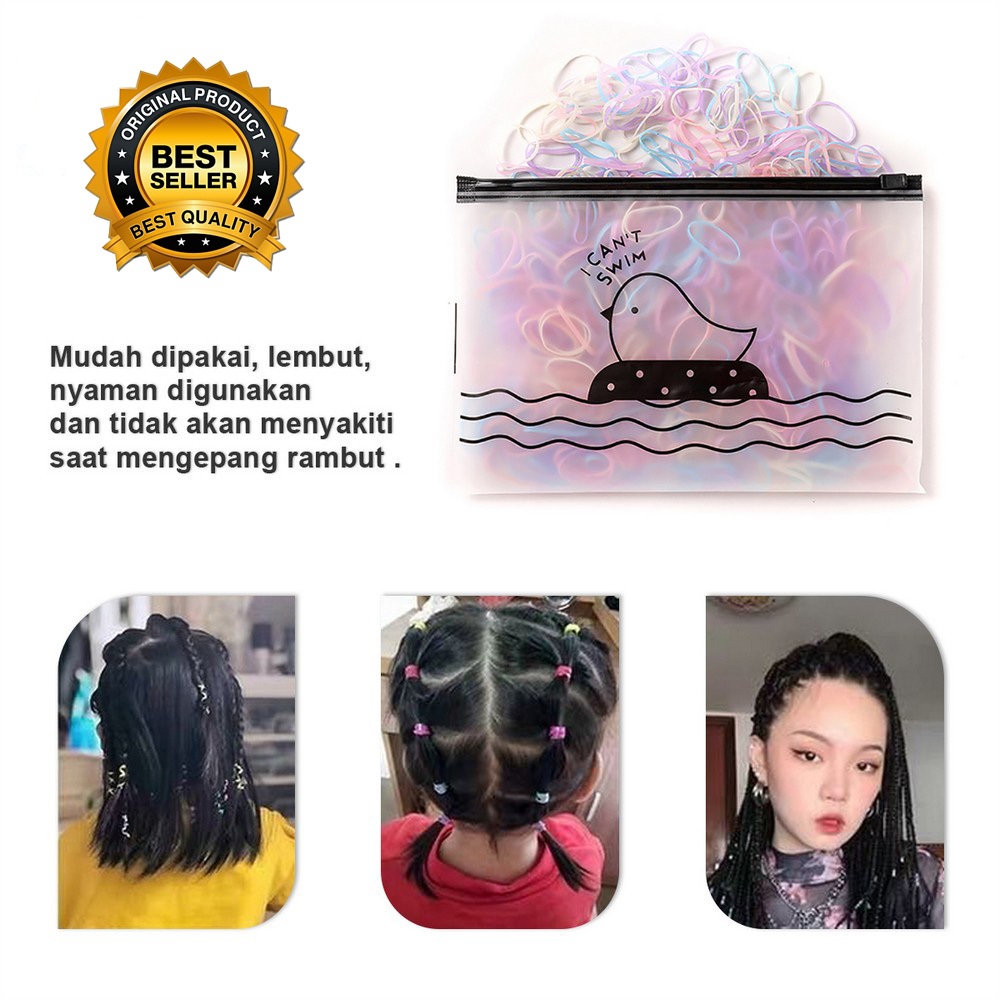 Jual Ikat Rambut Karet Isi 1000 PCS Ikat Rambut Karet Warna-warni Ikat ...