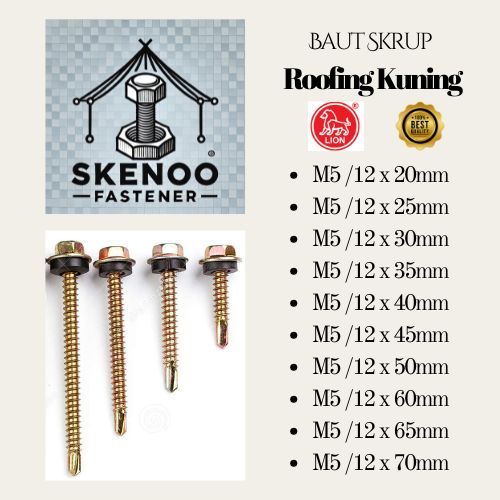 Jual (100 gr) Skrup Roofing Kuning (Dengan Karet Pelapis) Kode 