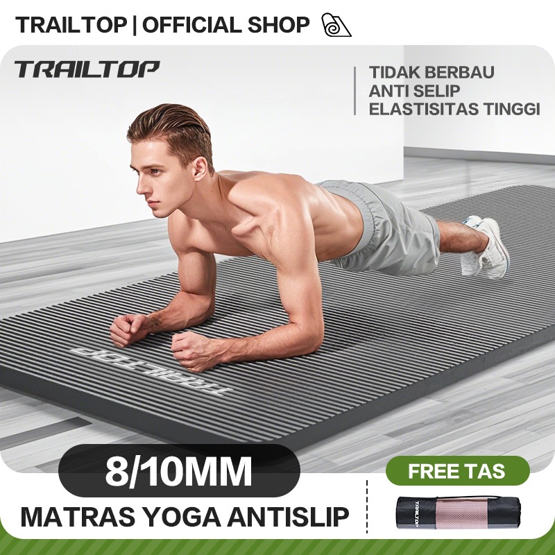 TrailTop Matras Olahraga NBR Tebal 8/10mm Yoga Mat Anti Slip Matras Yoga Alat Olahraga Di Rumah