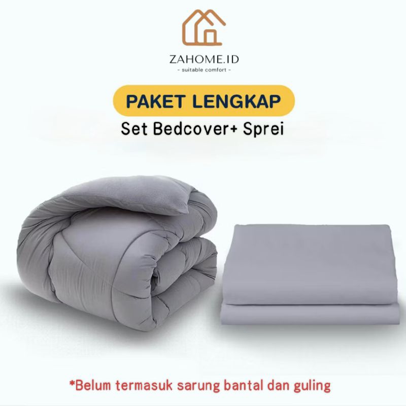 Set Bedcover Selimut Dan Sprei Tebal Polos All Size Halus - foto 5