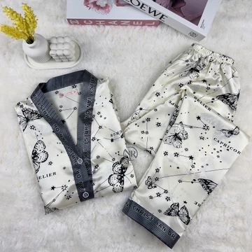 NOIRI Piyama Wanita Set Satin Lengan Pendek Celana Panjang Bahan Satin Premium Baju Tidur
