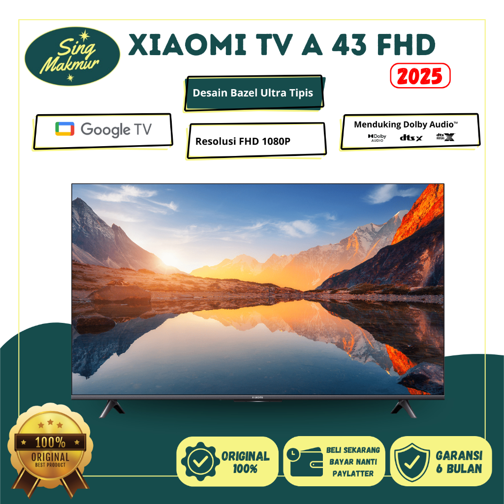Xiaomi TV A 43'' 43 Inch 2025 FHD Smart Google TV Dolby DTS Audio