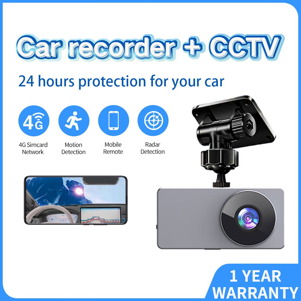 Jual 1500mAh 4G Sim Card Dashcam Mobil Camera 3MP HD Lens 24h Parking ...