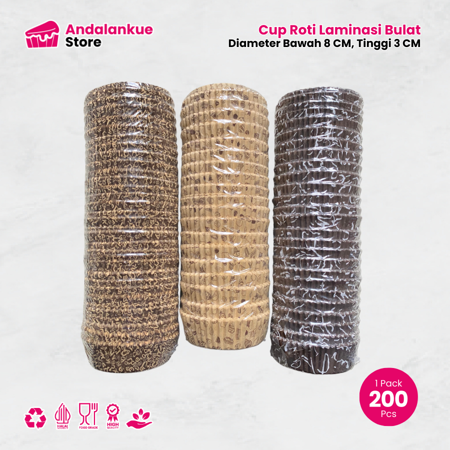 Jual Cup Roti Laminasi Bulat 8 cm (Brown Series) Isi 200 Pcs | Shopee ...