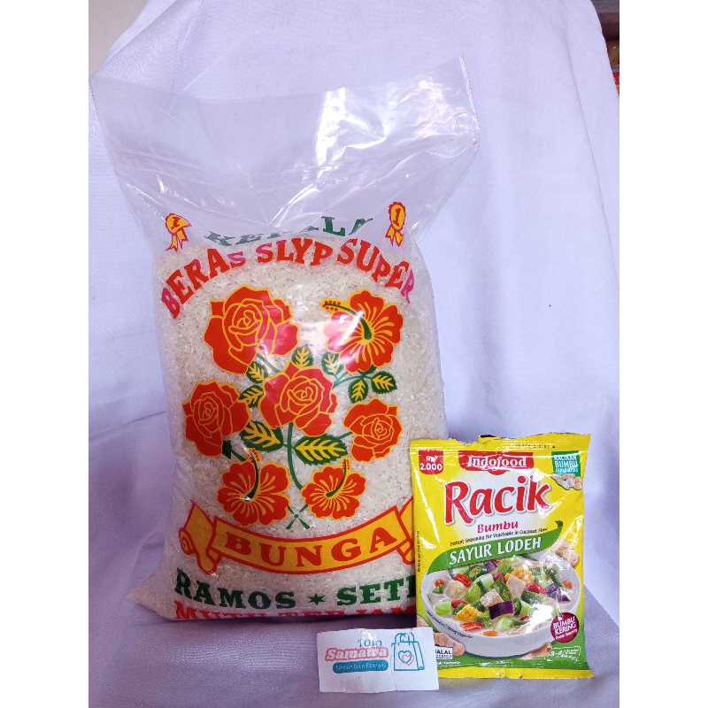 Jual PROMO BERAS 5 KG MEDIUM PULEN CAP RAMOS SETRA BUNGA BONUS BUMBU ...