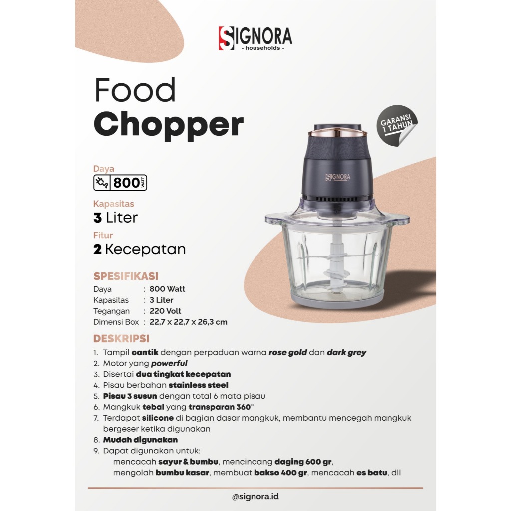 Jual Signora | Food Chopper Blender Penggiling Daging, Bumbu, Bakso ...