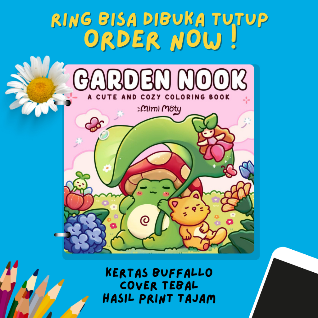 Jual Buku Mewarnai - Garden Nook Coloring Book untuk anak dan dewasa 46 halaman | Shopee Indonesia