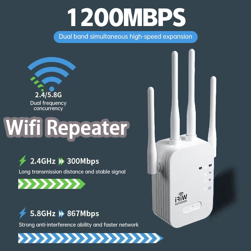 Jual 【COD】1200Mbps/2.4GHz Repeater WIFI Extender Wireless Wifi Range ...