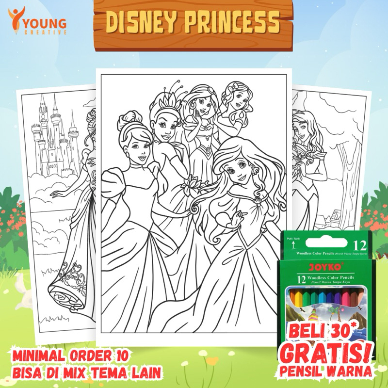 Jual 150 GSM KERTAS MEWARNAI / COLORING PAGE DISNEY PRINCESS | Shopee ...
