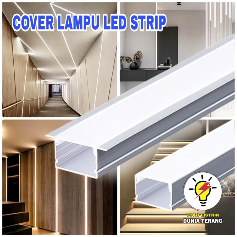 Jual COVER PELINDUNG ALUMINIUM LED STRIP 1M KAP HOUSING LED STRIP ...