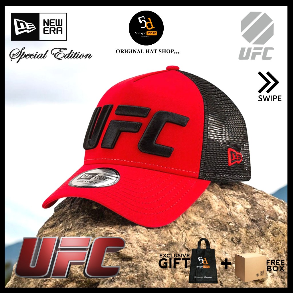 Jual TOPI NEW ERA ORIGINAL TRUCKER UFC CORE SCARLET RED AND BLACK ...