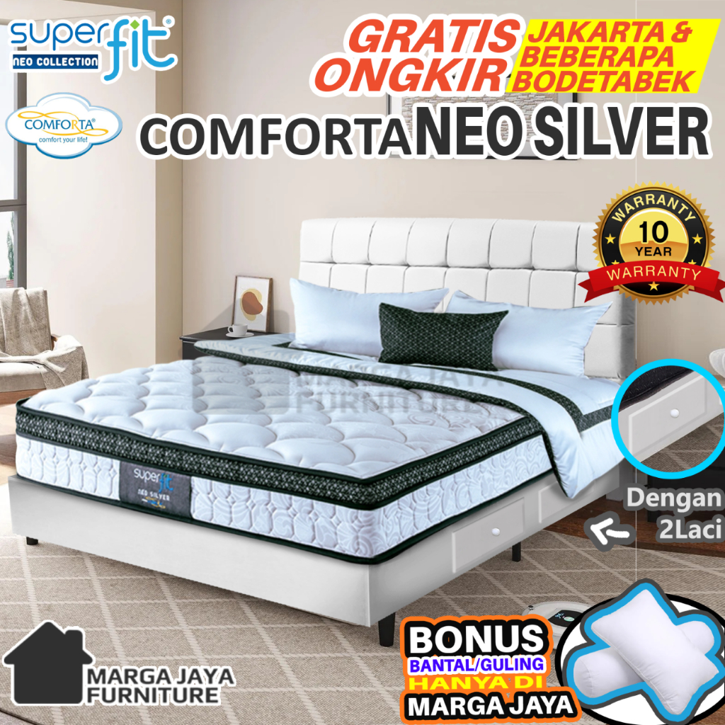 Jual SET Divan Sandaran Kasur Comforta Neo Silver Plush Top Superfit ...