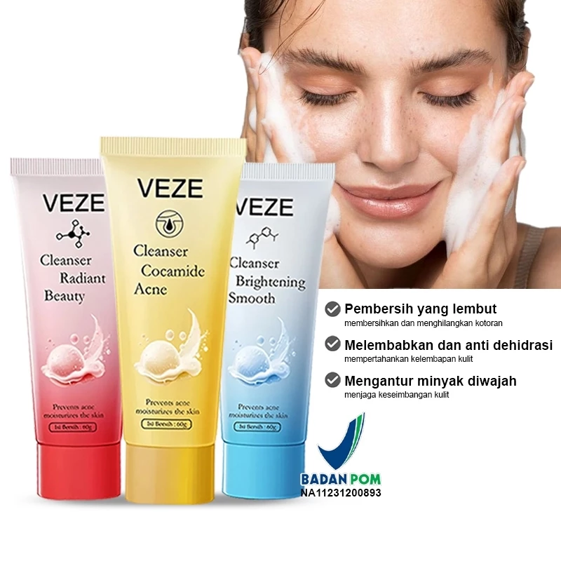Veze Facial Cleanser 60g BPOM Sabun Cuci Muka Glowing Pemutih Wajah Penghilang Flek Hitam & Kusam | AutoStock