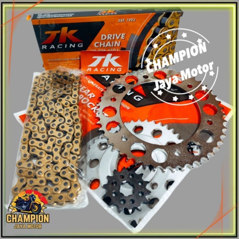 Jual GIR GEAR SET CRF 150L 428 TK RACING RANTAI 140L 428H FULL SET TK ...