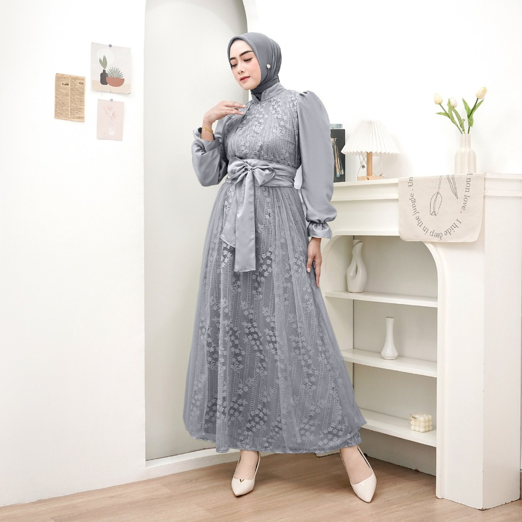 Jual Demore Maxi Davisha Brukat Tile Terbaru - Dress Kondangan Brukat ...