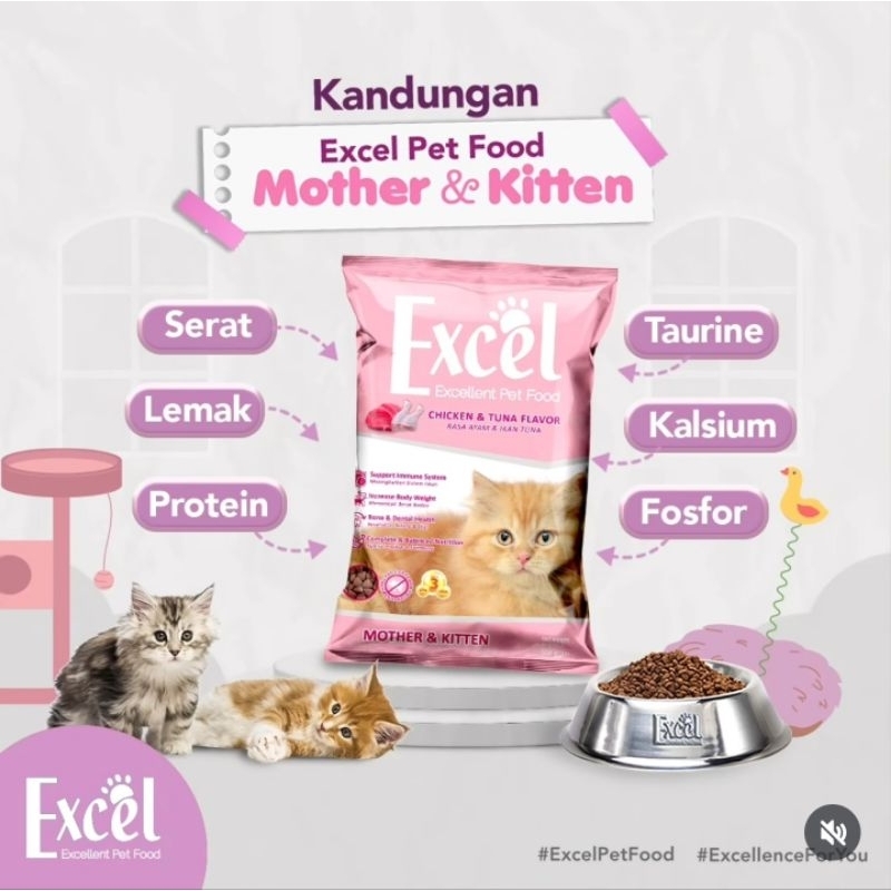 Jual (ISI 10 PACK) Excel Kitten & Mother Excel Cat Food Makanan Kucing ...