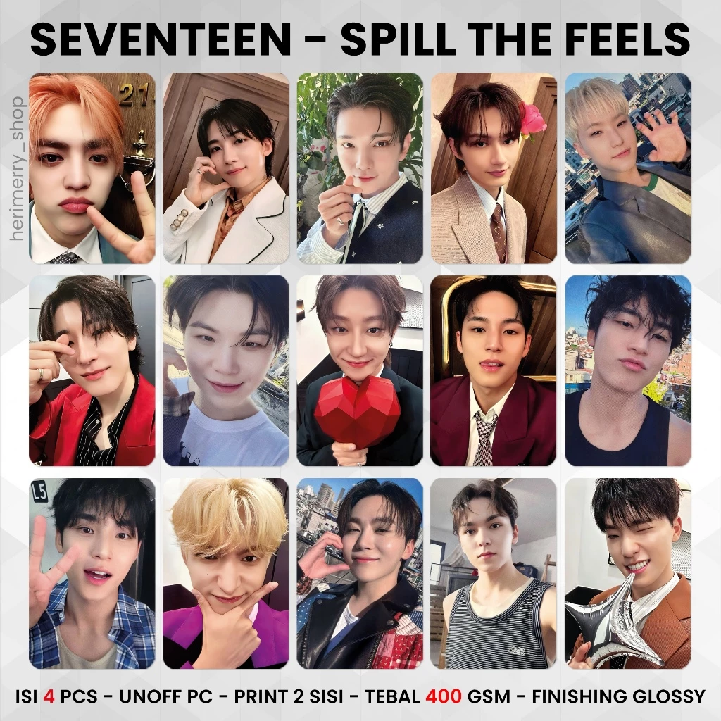 Photocard SEVENTEEN SPILL THE FEELS Premium Dua Sisi untuk Koleksi dan Penggemar