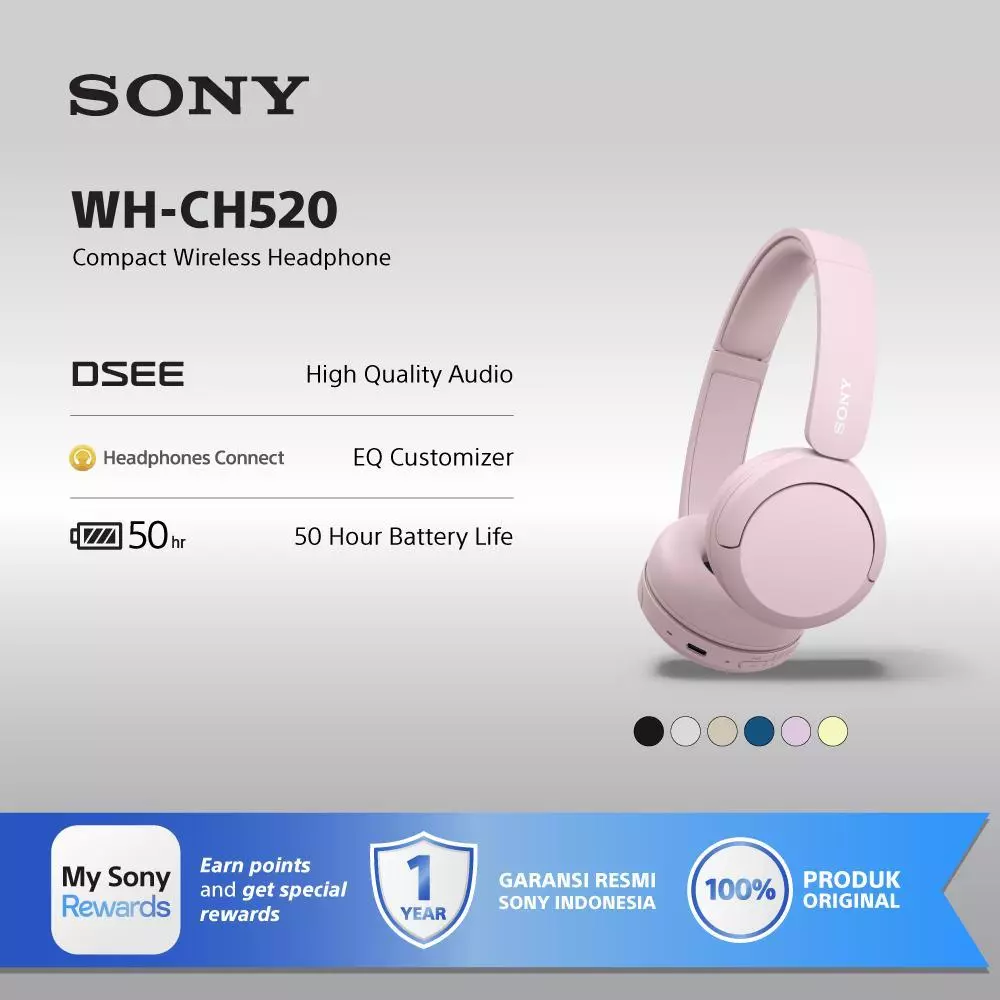 SONY WH-CH520 On Ear Wireless Headphone / CH520 / CH-520 - Pink